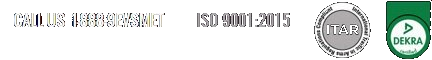 ISO 9001:2015, ITAR, DEKRA logos