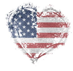 American Flag Shaped Like Heart