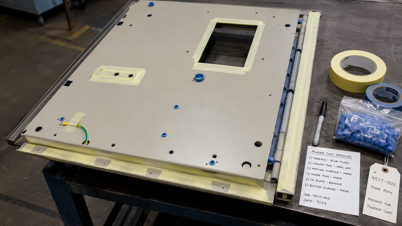 powder coated item with tools