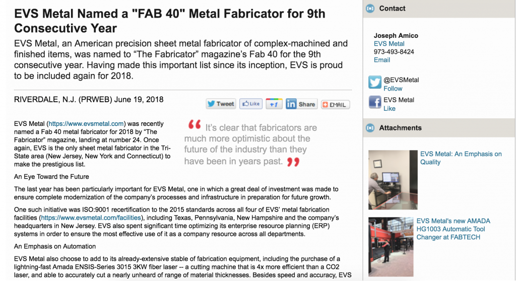 EVS Metal Fab 40 Fabricator