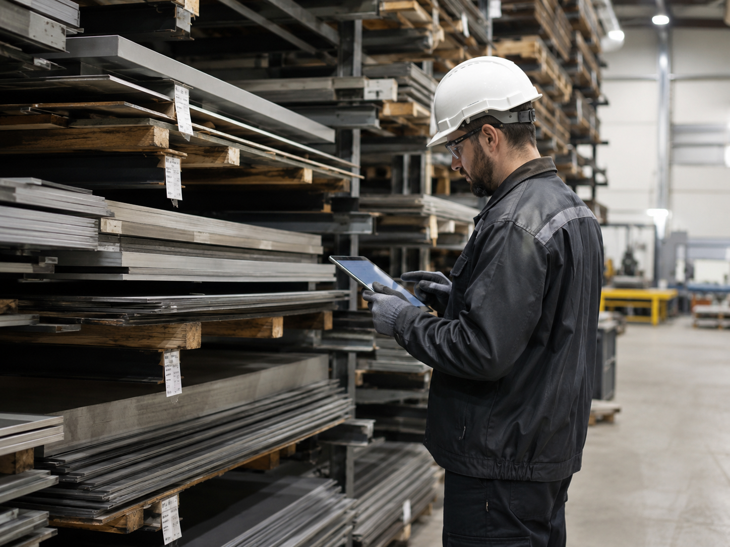 reviewing inventory in metal fabrication facility