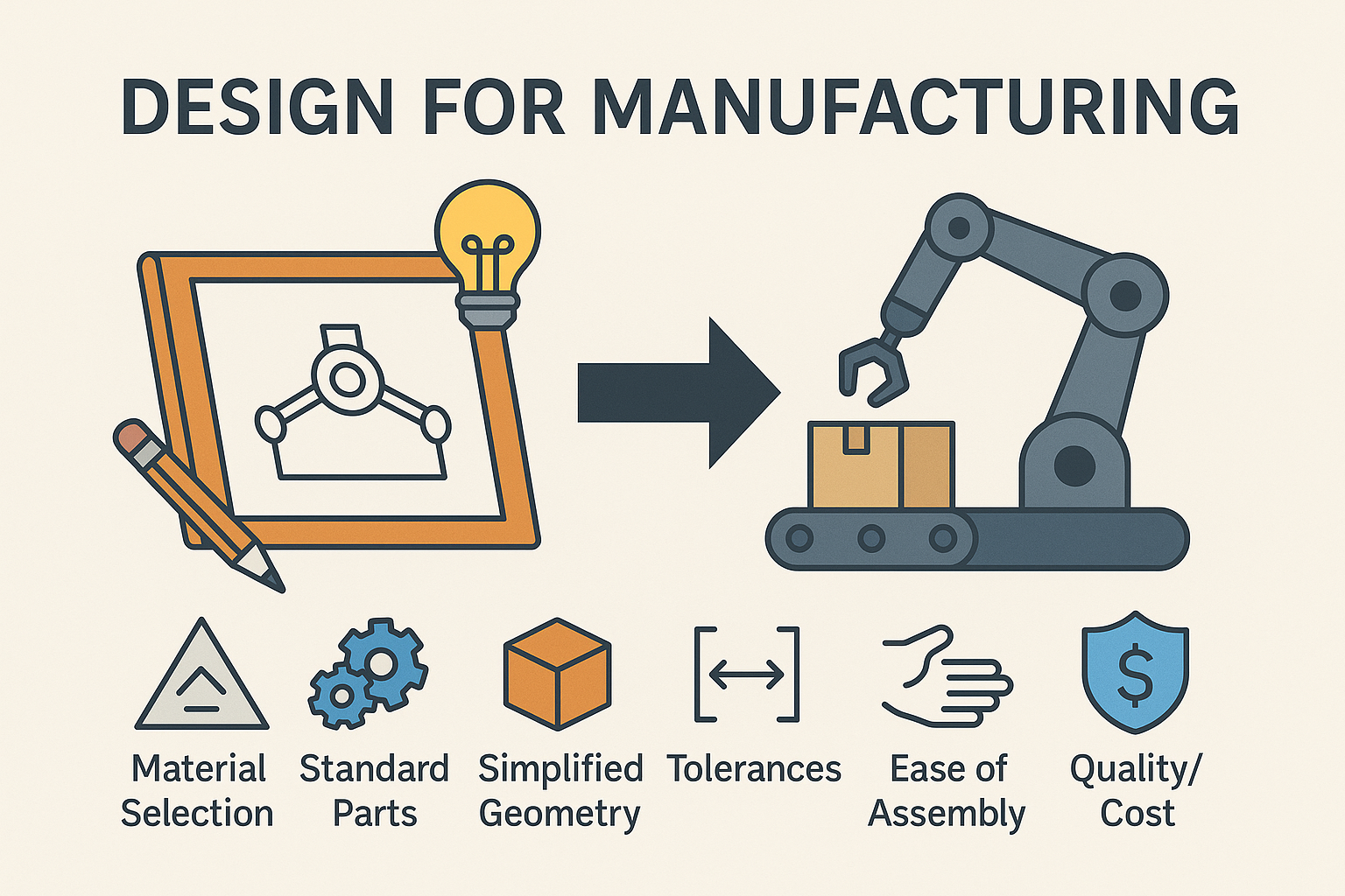 design for manufacturing graphic showing the process