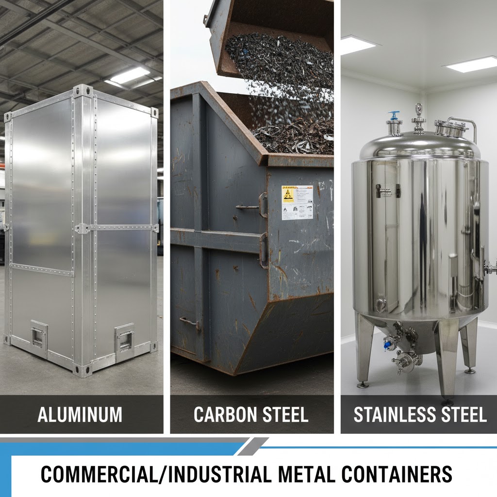 aluminum steel and stainless steel containers