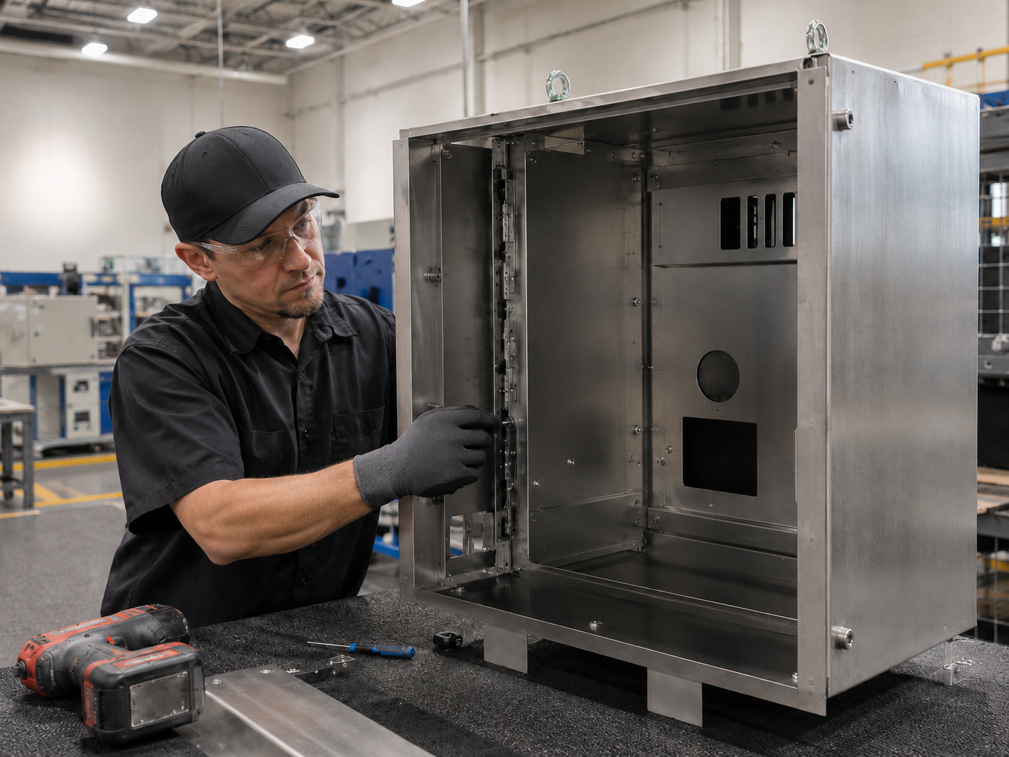 man assembly fabricated metal cabinet